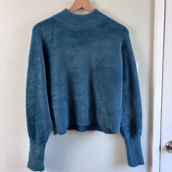 Bailey 44 Sweaters - Bailey/44 Sweater Plush Fuzzy Mock‑Neck Dolman Teal Size Medium